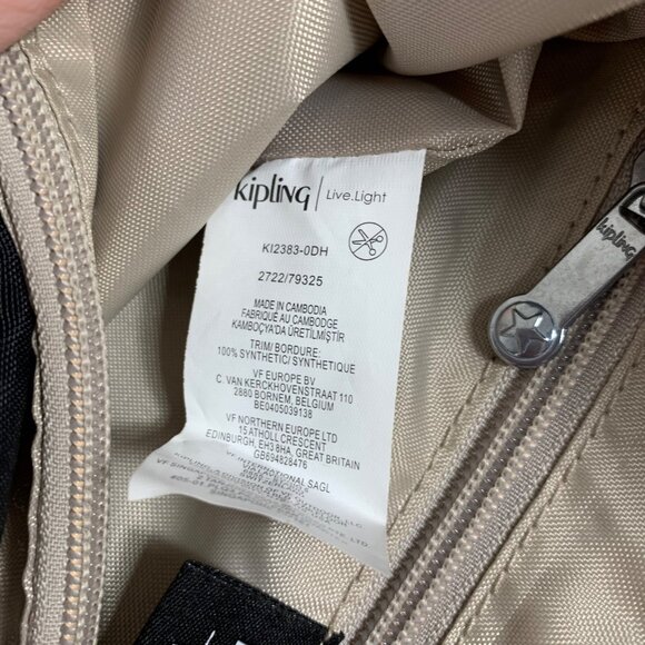 KIPLING Pilar Large Black Tonal Nylon Shoulder Bag Satchel Crossbody Bag - Picture 10 of 10